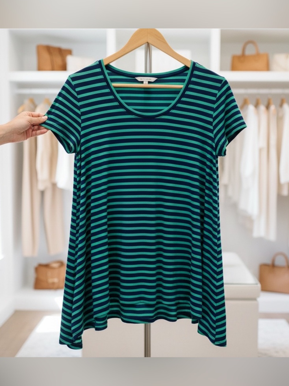 Eddie Bauer Striped Short-Sleeve back opened Tee
